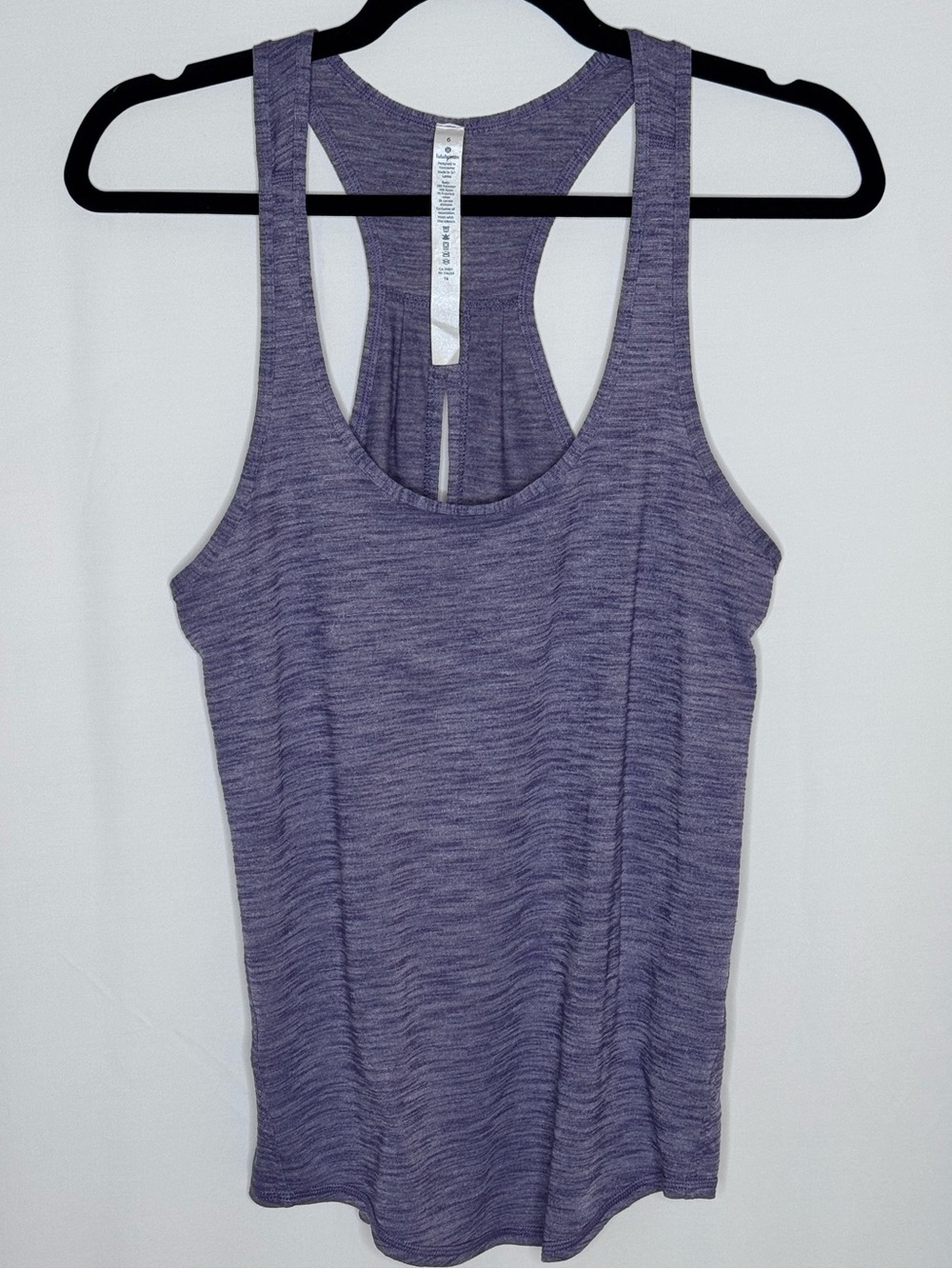 Lululemon Salute the Sun‎ Tank Heathered Purple Open Back Racerback Size 6